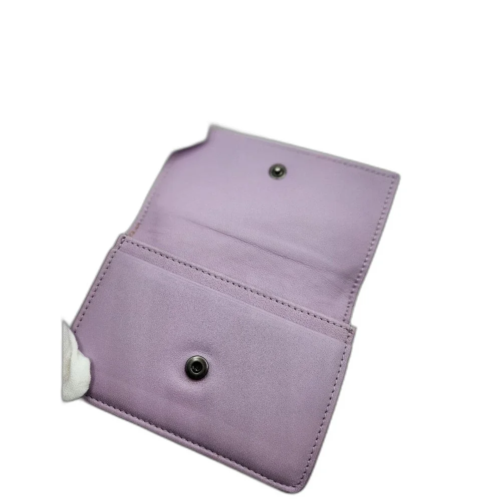 Bottega Veneta Lilac Intrecciato Leather Card Case Wallet Snap Closure w/ Box - Picture 5 of 11